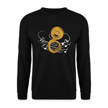 Sousaphone Marching Band Music Brass Instrument - Unisex Sweatshirt - black - Front - Alina (178cm) & Michal (187cm)