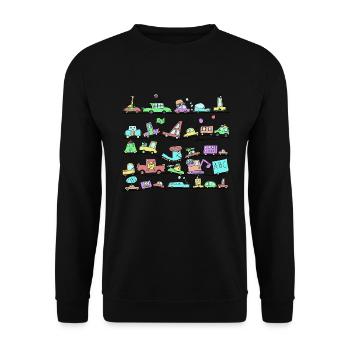 Lustige Autokolonne für Groß und Klein - Unisex Pullover - Schwarz - Vorne - Alina (178cm) & Michal (187cm)