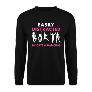 Dancer Easily Distracted By Cats And Dancing - Unisex Pullover - Schwarz - Vorne - Alina (178cm) & Michal (187cm)