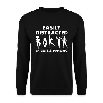 Danseuse Facilement Distraite Par Les Chats Et La Danse - Sweat-shirt Unisexe - noir - Devant - Alina (178cm) & Michal (187cm)