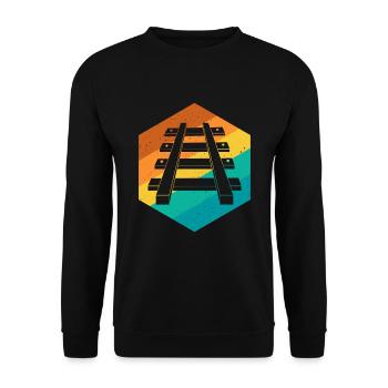 Train track retro For locomotive train driver - Unisex Sweatshirt - black - Front - Alina (178cm) & Michal (187cm)