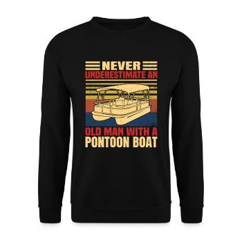 Ne sous-estimez jamais un vieil homme avec un ponton - Sweat-shirt Unisexe - noir - Devant - Alina (178cm) & Michal (187cm)