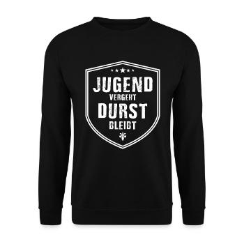 Jugend vergeht Durst bleibt - Unisex Pullover - Schwarz - Vorne - Alina (178cm) & Michal (187cm)