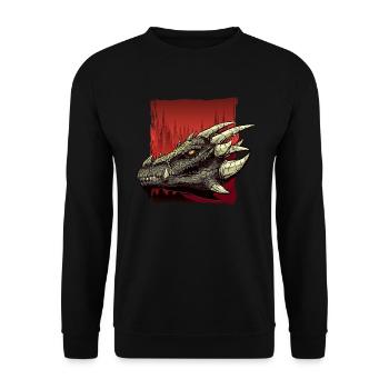 Dragon Mythical Fantasy Creature Fire - Unisex Sweatshirt - black - Front - Alina (178cm) & Michal (187cm)
