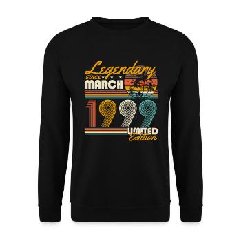 Légendaire depuis mars 1999 Vintage Birthday - Sweat-shirt Unisexe - noir - Devant - Alina (178cm) & Michal (187cm)