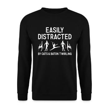 Easily Distracted By Cats And Baton Twirling - Unisex Sweatshirt - black - Front - Alina (178cm) & Michal (187cm)