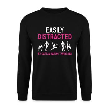 Easily Distracted By Cats And Baton Twirling - Unisex Sweatshirt - black - Front - Alina (178cm) & Michal (187cm)