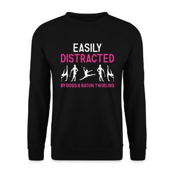 Facilement distrait par les chiens et le twirling de bâton - Sweat-shirt Unisexe - noir - Devant - Alina (178cm) & Michal (187cm)