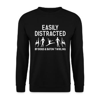 Facilement distrait par les chiens et le twirling de bâton - Sweat-shirt Unisexe - noir - Devant - Alina (178cm) & Michal (187cm)