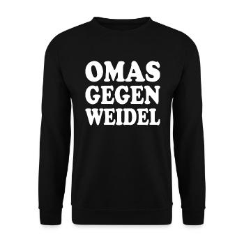 omas gegen weidel - Unisex Pullover - Schwarz - Vorne - Alina (178cm) & Michal (187cm)