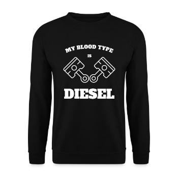 DIESEL MECHANIC / TRUCKER: Mon groupe sanguin est Diesel - Sweat-shirt Unisexe - noir - Devant - Alina (178cm) & Michal (187cm)