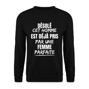 Désolé cet homme est déjà pris par une femme - Sweat-shirt Unisexe - noir - Devant - Alina (178cm) & Michal (187cm)