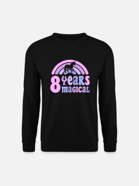 Geburtstag Mädchen 8 Jahre alt Kleines Einhorn - Unisex Pullover - Schwarz
