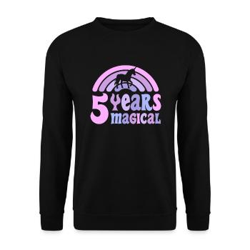 Birthday Girl 5 years old Little Unicorn - Unisex Sweatshirt - black - Front - Alina (178cm) & Michal (187cm)