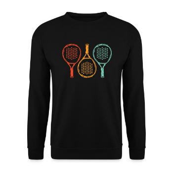 Padel racket drawing Padel player Padel - Unisex Sweatshirt - black - Front - Alina (178cm) & Michal (187cm)