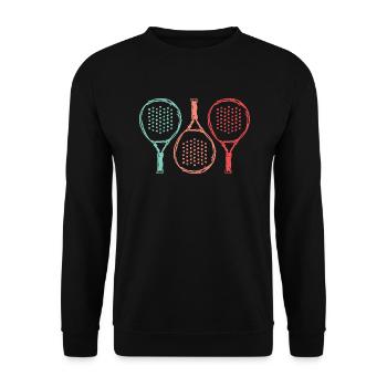 Padelschläger Padel-Tennis Retro Padel - Unisex Pullover - Schwarz - Vorne - Alina (178cm) & Michal (187cm)