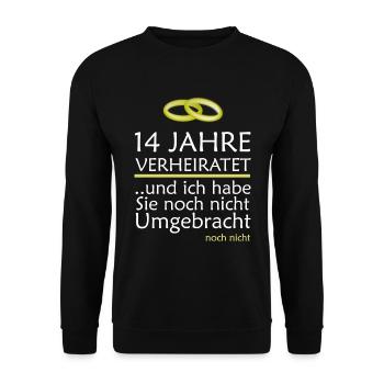 14 Jahre Verheiratet Elfenbeinhochzeit Geschenk - Unisex Pullover - Schwarz - Vorne - Alina (178cm) & Michal (187cm)