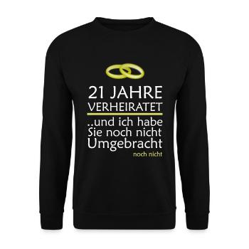 21 Jahre Verheiratet Opalhochzeit Geschenk - Unisex Pullover - Schwarz - Vorne - Alina (178cm) & Michal (187cm)