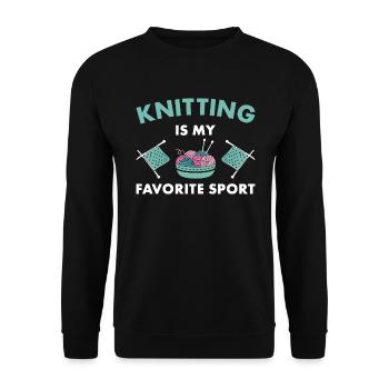 Knitting Is My Favorite Sport Knitter - Unisex Pullover - Schwarz - Vorne - Alina (178cm) & Michal (187cm)