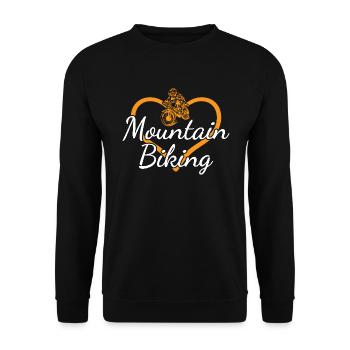 Biker Heart Mountain Biking - Unisex Sweatshirt - black - Front - Alina (178cm) & Michal (187cm)
