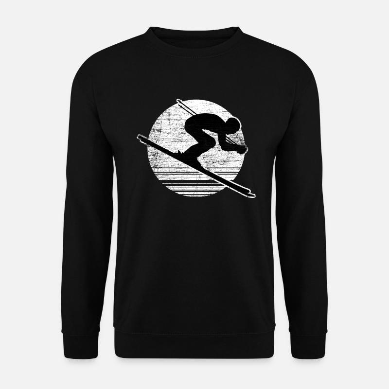 Skifahrer Ski Skifahren Abfahrt Piste Geschenk - Unisex Pullover - Schwarz