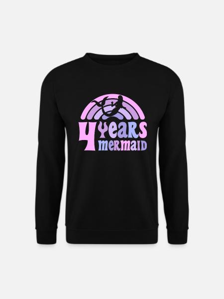 4 Geburtstag Mädchen 4 Jahre Meerjungfrau - Unisex Pullover - Schwarz