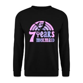 7 Birthday Girl 7 Years Mermaid - Unisex Sweatshirt - black - Front - Alina (178cm) & Michal (187cm)