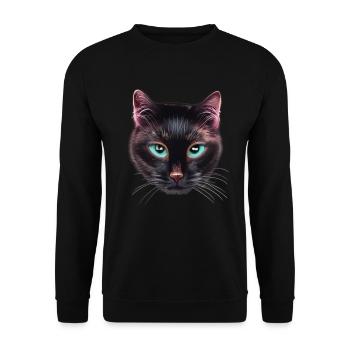 Black Cat not happy with blue eyes - Unisex Sweatshirt - black - Front - Alina (178cm) & Michal (187cm)