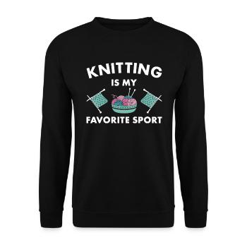 Knitting Is My Favorite Sport Knitter - Unisex Pullover - Schwarz - Vorne - Alina (178cm) & Michal (187cm)
