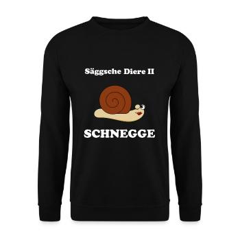 Sächsische Tiere - Die Schnecke Schnegge - Unisex Pullover - Schwarz - Vorne - Alina (178cm) & Michal (187cm)