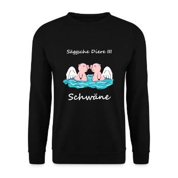 Sächsische Tiere - Die Schwäne Schweine - Unisex Pullover - Schwarz - Vorne - Alina (178cm) & Michal (187cm)