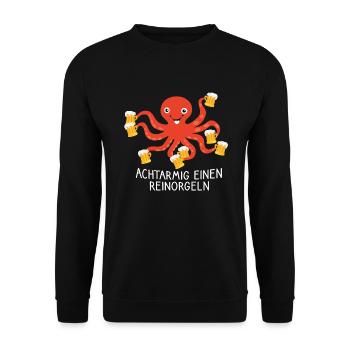 JGA T-Shirt Achtarmig einen reinorgeln - Unisex Pullover - Schwarz - Vorne - Alina (178cm) & Michal (187cm)