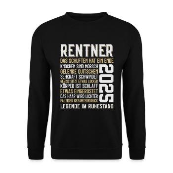 LUSTIG RENTNER 2025 - Unisex Pullover - Schwarz - Vorne - Alina (178cm) & Michal (187cm)