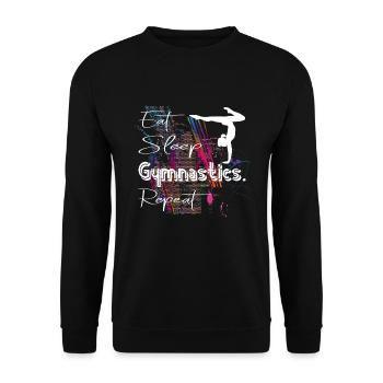 Eat Sleep Gymnastics Repeat Gymnastics Gymnastics - Unisex Sweatshirt - black - Front - Alina (178cm) & Michal (187cm)