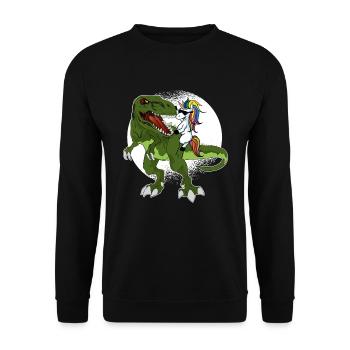 Dino Tyrannosaurus Rex with unicorn unicorn - Unisex Sweatshirt - black - Front - Alina (178cm) & Michal (187cm)