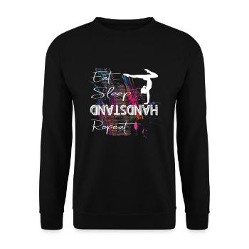 Eat Sleep Handstand Repeat Gymnastics Floor Gymnastics - Unisex Sweatshirt - black - Front - Alina (178cm) & Michal (187cm)
