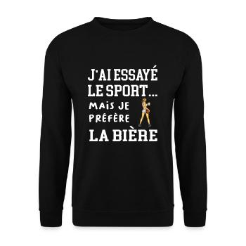 J'ai essayé le sport mais je préfère la bière - Sweat-shirt Unisexe - noir - Devant - Alina (178cm) & Michal (187cm)