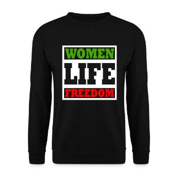 Women life freedom - Sweat-shirt Unisexe - noir - Devant - Alina (178cm) & Michal (187cm)