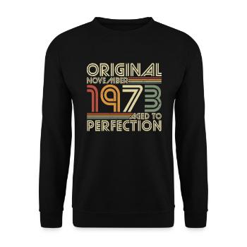Novembre 1973 Vintage Born Vintage Anniversaire - Sweat-shirt Unisexe - noir - Devant - Alina (178cm) & Michal (187cm)
