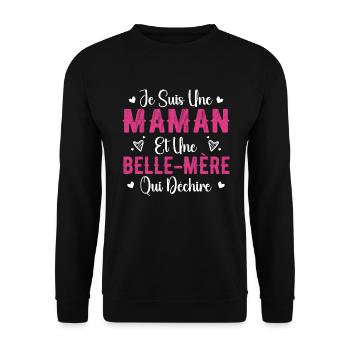 Femme Maman et Une Belle Mère Qui Déchire - Sweat-shirt Unisexe - noir - Devant - Alina (178cm) & Michal (187cm)