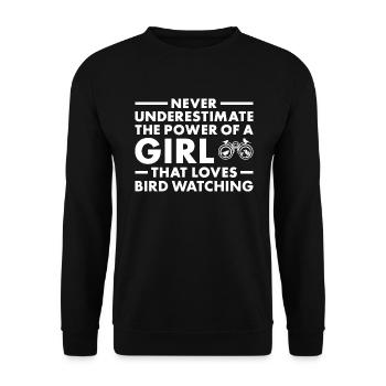 Watcher Never Underestimate The Power Of A Girl - Unisex Pullover - Schwarz - Vorne - Alina (178cm) & Michal (187cm)