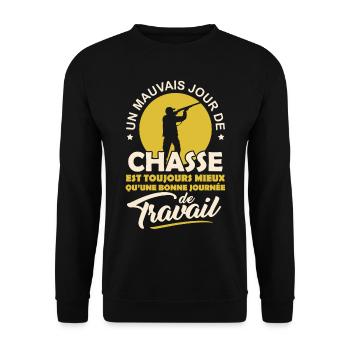T-shirt pour Chasseur - Un mauvais jour de Chasse - Sweat-shirt Unisexe - noir - Devant - Alina (178cm) & Michal (187cm)