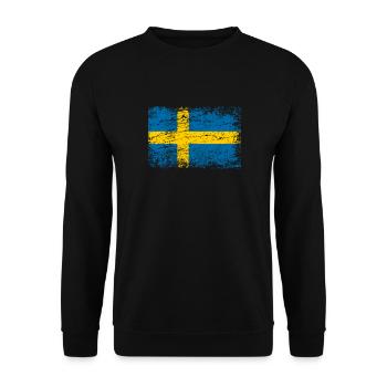 Sweden flag flag used-look Stockholm Sweden - Unisex Sweatshirt - black - Front - Alina (178cm) & Michal (187cm)