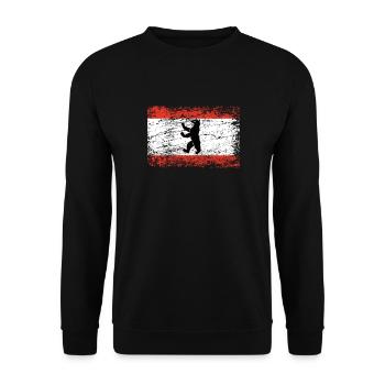 Drapeau de mur des ours de berlin drapeau usé-look - Sweat-shirt Unisexe - noir - Devant - Alina (178cm) & Michal (187cm)