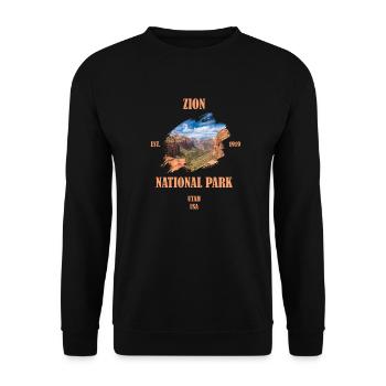 Zion Nationalpark USA Utah - Unisex Pullover - Schwarz - Vorne - Alina (178cm) & Michal (187cm)