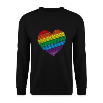 Regenbogen shirt & Herz Regenbogen Geschenk Shirt - Unisex Pullover - Schwarz - Vorne - Alina (178cm) & Michal (187cm)