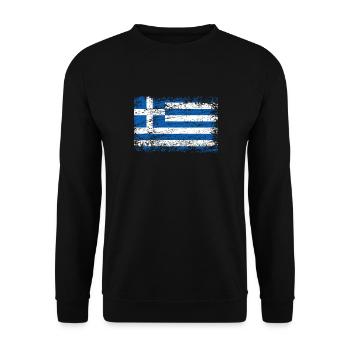 Griechenland griechisch Fahne Flagge used-look - Unisex Pullover - Schwarz - Vorne - Alina (178cm) & Michal (187cm)