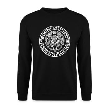 Wikinger Emblem Fenrir Wolf - Nordische Mythologie - Unisex Pullover - Schwarz - Vorne - Alina (178cm) & Michal (187cm)