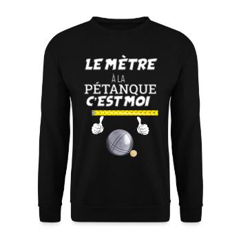 Humour drole Papy bouliste fan de pétanque - Sweat-shirt Unisexe - noir - Devant - Alina (178cm) & Michal (187cm)