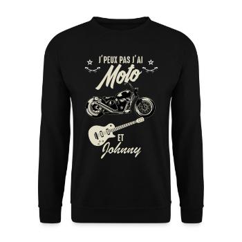 Moto et johnny Motard fan de music rock - Sweat-shirt Unisexe - noir - Devant - Alina (178cm) & Michal (187cm)